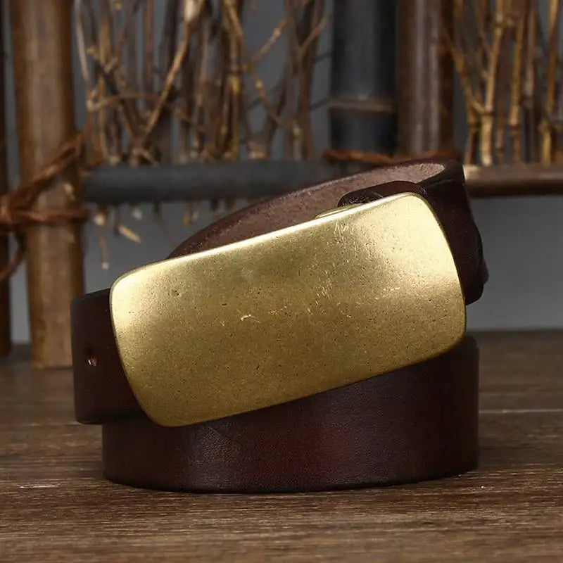 Forged Brass Buckle Leather Belt - Riley Grove