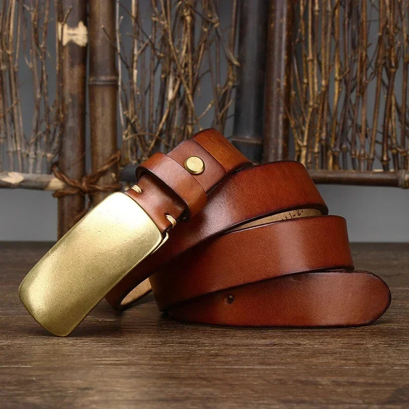 Forged Brass Buckle Leather Belt - Riley Grove