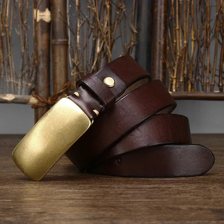 Forged Brass Buckle Leather Belt - Riley Grove