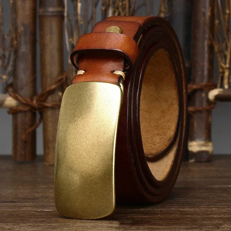 Forged Brass Buckle Leather Belt - Riley Grove