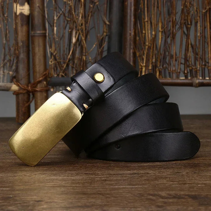 Forged Brass Buckle Leather Belt - Riley Grove