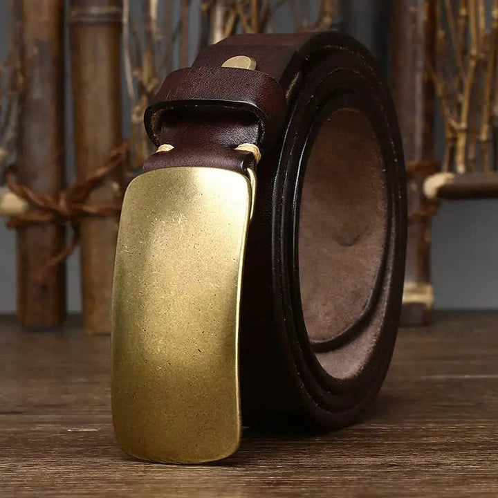 Forged Brass Buckle Leather Belt - Riley Grove