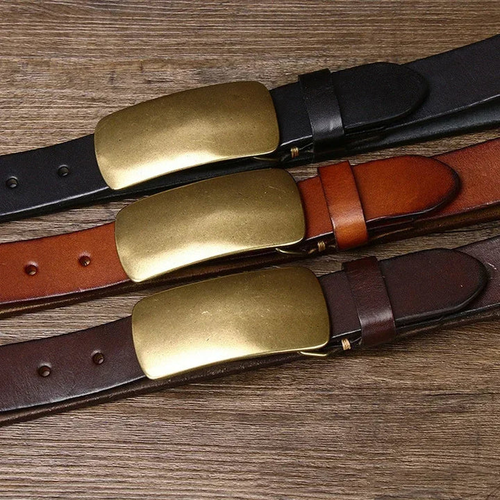 Forged Brass Buckle Leather Belt - Riley Grove