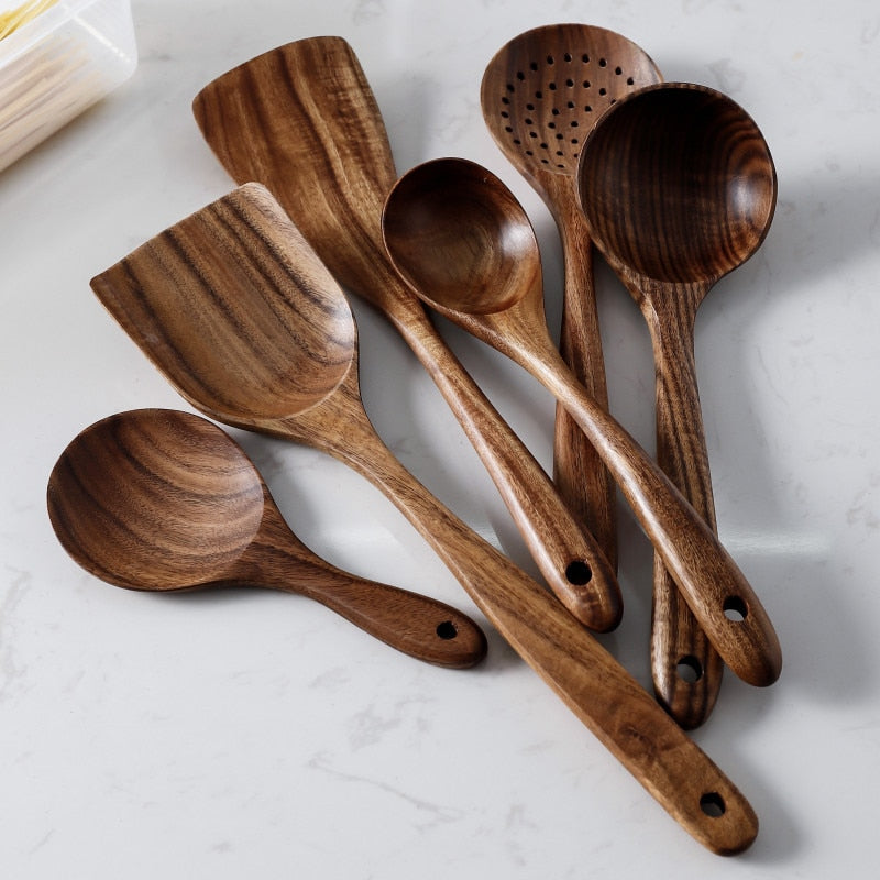 Hand Crafted Teak Wood 7pcs Set - Riley Grove