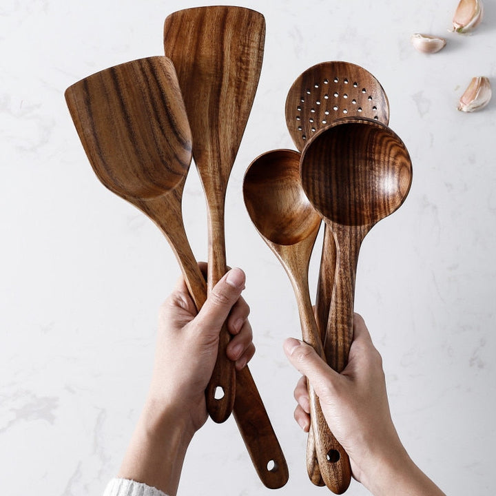 Hand Crafted Teak Wood 7pcs Set - Riley Grove