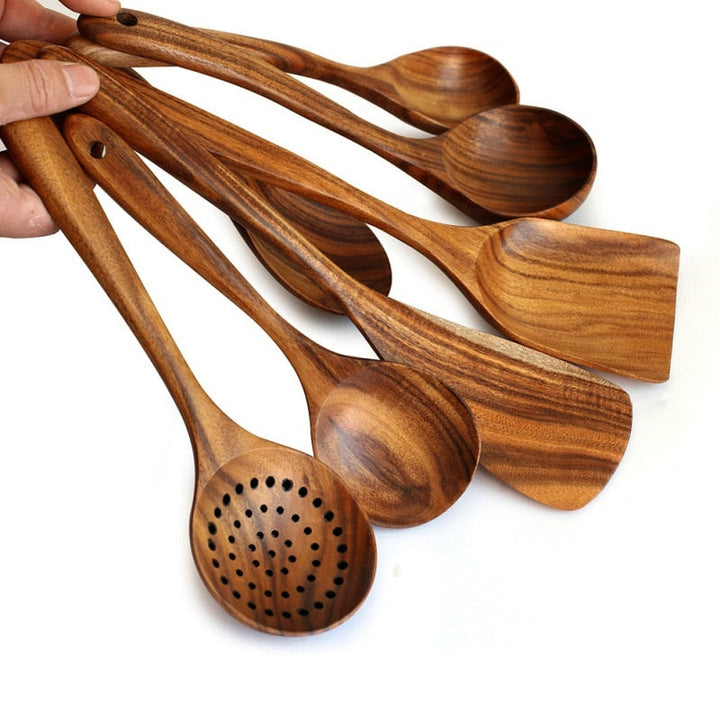 Hand Crafted Teak Wood 7pcs Set - Riley Grove
