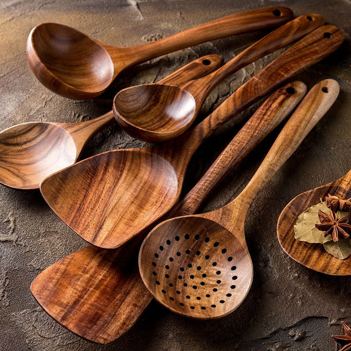 Hand Crafted Teak Wood 7pcs Set - Riley Grove
