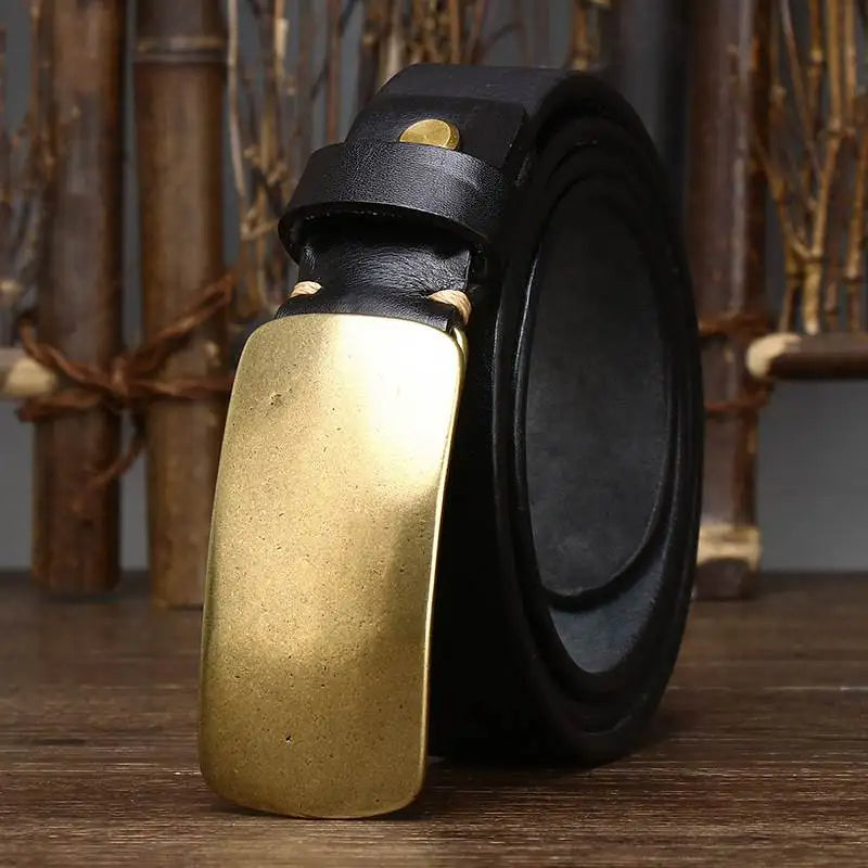 Forged Brass Buckle Leather Belt - Riley Grove