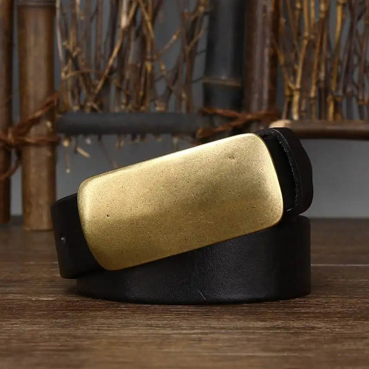 Forged Brass Buckle Leather Belt - Riley Grove