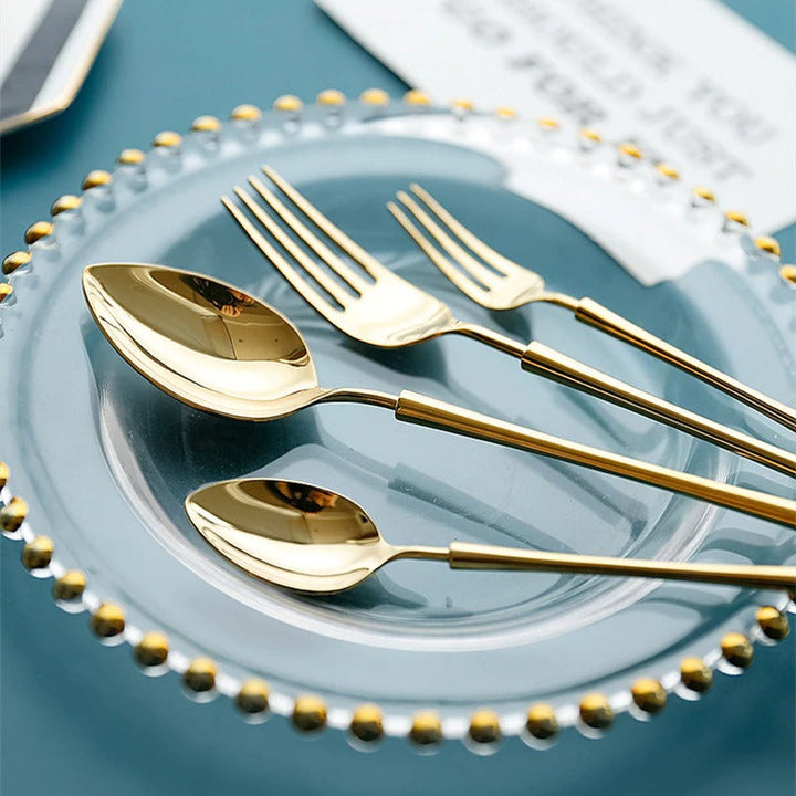 Luxe Gold Titanium Flatware Set - Riley Grove