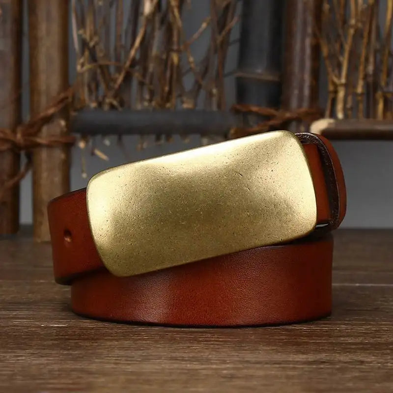Forged Brass Buckle Leather Belt - Riley Grove