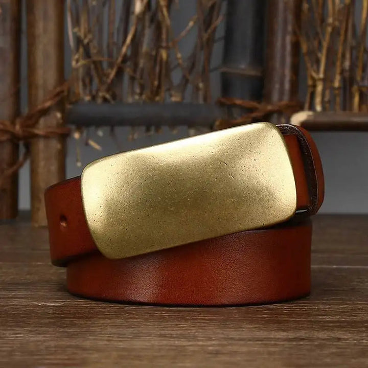 Forged Brass Buckle Leather Belt - Riley Grove